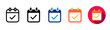 © RI Rafiq - Calendar icon set. Complete task checkmark symbols and colorful icons. Vector icon illustration