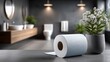 © Dmitry - Stylish bathroom features a chic roll of paper towel alongside a potted plant, creating a peaceful and inviting space