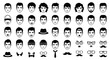 © Jahit - Collection of Diverse Male Faces and Accessories Icons.