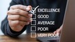 © Md Fazly Rabby - Customer service satisfaction survey, Excellent Customer Service Evaluation, Businessman hand putting check mark a checkbox on excellent for a satisfaction survey.