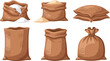 © Sumon Creative - Burlap sack bag collection with flour, grain, and agricultural storage sacks rustic farm vector illustration set