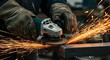 © salma - A skilled worker uses an angle grinder to shape and smooth a metal surface. isolated on white background