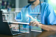 © Suriyo - Doctor Using AI Technology and Medical Data Analysis Dashboard for Smart Healthcare Innovation