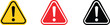 © Siddik - Isolated illustration of a red exclamation mark inside a white triangle symbol as a dangerous health warning sign for blood risk or hazardous paint drop alert on a road