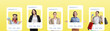 © New Africa - Bloggers in social media post frames on yellow gradient background