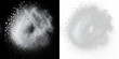 © Margary - Snow dust swirl isolated on black background, floating snow particles, winter snowstorm effect, swirling snow dust overlay for cold, icy, and seasonal visuals