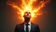 © Pete - Man in suit with fiery hair looks up with intense focus. His mind burns with ideas, vision, and ambition for business growth. He is a driven leader.