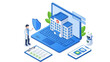 © Ava - Doctor protecting hospital data on laptop with shield and robot assistant