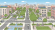 © Barokahe - Sustainable urban neighborhood with green buildings, solar panels, bikes, and pedestrians