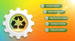 © Bithi - Recycling process steps with gear and arrows on colorful gradient background