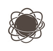 © MDREAZUL - Brown atom symbol with orbiting lines around a circle  science and chemistry concept