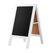 © Nargis99 - A-frame white wooden chalkboard sign isolated on transparent background