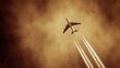 © CHI - jetliner. A jetliner ascending through a cloudy sky, leaving vapor trails under a sunset-lit atmosphere. inspiring travel planning, mobility guides, designed for mobility and urban transit guides.