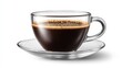 © Сreovibe - A steaming cup of rich black coffee with a frothy crema sits on a clear saucer