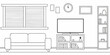 © Shuvra Majumder - Minimalist living room interior with sofa tv and wall decorations