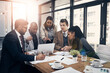 © peopleimages.com - Business people, online and teamwork with laptop, meeting and budget review for tax strategy or talk. Corporate, accountant and colleagues with tech for financial analysis, planning and collaboration