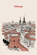 © pondolar - Vilnius, Lithuania Pen Line Art Illustration of City Landmark and Travel Scene