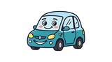 Smiling Cartoon Car Character Illustration.