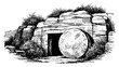 © Aurora - Detailed vintage engraving of the empty tomb of Jesus Christ representing resurrection