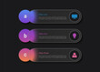 © Лилия Агапова - Three step vector vertical workflow diagram for presentations, banners, flowcharts, business reports. Modern infographics design with dark glass effect