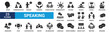 © Squadfire - Speaking icon set. Communication icons collection. Containing discussion, speech bubble, talking, consultation and conversation. Glyph icon set. Vector illustration.