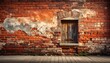 © Goreng - Textured brick wall with a boarded-up window, showing signs of age and weathering