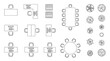 © Hesh - Top View Office Furniture Symbols Set: Desks, Chairs, Computers, and Cubicles in Architectural CAD Style