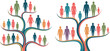 © Mst - Generational family tree illustration, colorful people icons on branches, diversity and ancestry concept