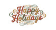 © Khansa505 - Colorful Happy Holidays typographic design with swirling patterns.