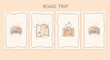 © anidaahza - Road Trip Collection: Car, Map, and Luggage Icons on Beige Background