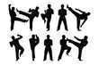 © Smartcare - Martial Arts Silhouettes Vector Set, Karate Kick and Pose Black Silhouette Collection