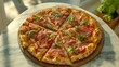 © BinaryBrush - Delicious Neapolitan Pizza with Prosciutto and Arugula, Freshly Baked on Wooden Board