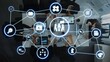 © InfiniteFlow - Project planning icons showing business management, teamwork, scheduling, strategic planning, project development, organization, and goal setting with modern workflow and process management. Funnel