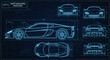 © Dolarki - Blueprint of a Futuristic Sports Car Design Concept.