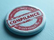 © Business Pics - compliance stamp approved isolated on a light blue background