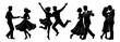 © Artem - Retro romantic dancing couple silhouette set for wedding and ballroom