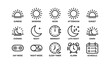 © Cali6ro - Day and night icons: sunrise, noon, midnight, alarm, schedule symbols
