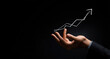 © Wendy - Businessman holding percentage graph symbol and up arrow. Concept of interest rate and tax calculation. Investment growth and profit. Dividend and long term investment to beat inflation