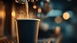 © 楠 刘 - Vending machine pouring creamy vanilla milk into a black paper cup with soft golden tones, cinematic moody lighting, shallow depth of field, elegant high-end composition.