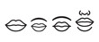 © Safali - Minimalist Line Art Evolution of Facial Expressions from Simple Lips to a Full Face Icon on White Background.
