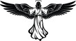 © Rahena ARAFAT - Angel wings silhouette illustration, heavenly guardian angel with halo and spread wings, spiritual religious symbol isolated - flat vector illustration