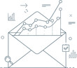 © Taha - Abstract line art illustration symbolizes effective email marketing performance tracking and successful growth metrics analysis.