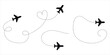 © MdRayhan - Four airplanes flying with dashed lines showing flight paths and a heart shape vector illustration