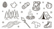 © fusiangkara - Hand drawn camping elements and outdoor adventure icons perfect for travel and nature themes