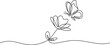 © Hossen - one line drawing flower with butterfly.one line vector illustration with out background