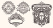 © bow - Vintage typographic decorative ornament design elements set vector illustration