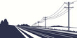 © AF - A serene view of railway tracks stretching into the distance with overhead power lines