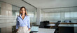 © insta_photos - Confident middle aged business woman attorney, 45 years old lady entrepreneur, mature female professional executive manager leader standing in modern company office looking at camera. Portrait.