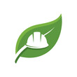 © Pevifers - Green leaf and white hard hat representing eco construction