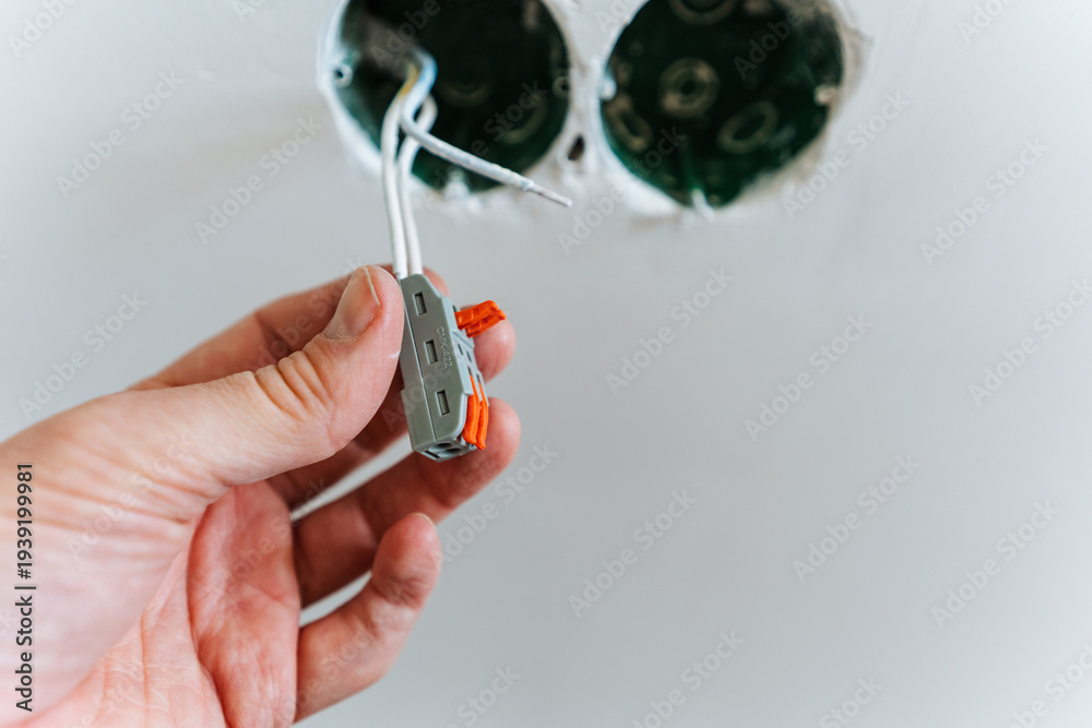 Electrical Connection Process, Manual Installation Of Ceiling Wiring ...
